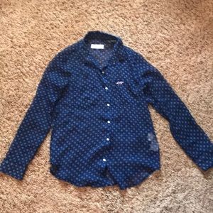 Hollister navy sheer button up top